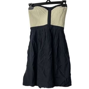 Parker Silk Strapless Corset Top‎ Bustier Mini Dress Black With Cream Bodice New